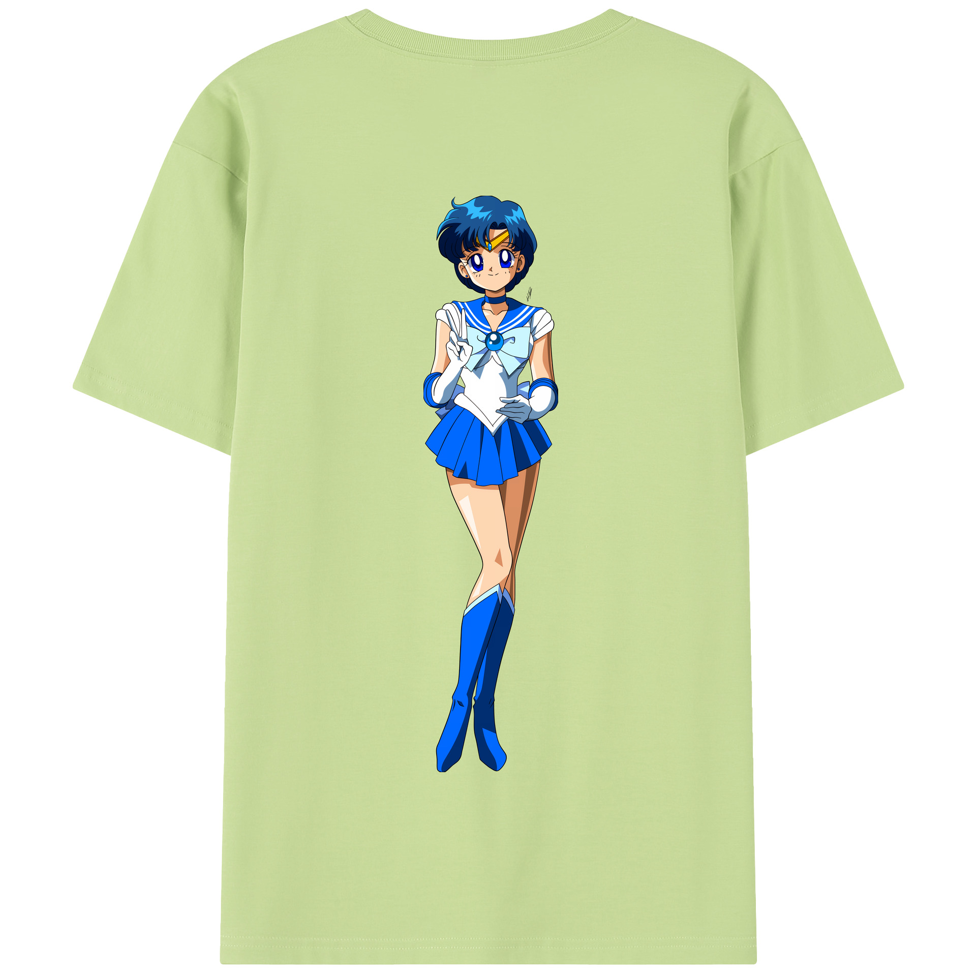 （画像用） 美少女戦士セーラームーン 水野 亜美 みずの あみ Sailor Moon Mizuno Ami 綿100％半袖Tシャツ（背面プリント）
